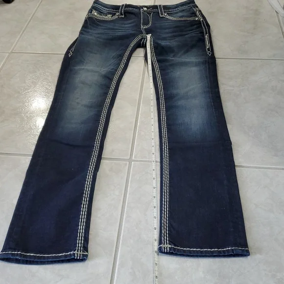 Rock Revival Blue Straight Leg Jeans with Fading Effects - Picture 10 of 10